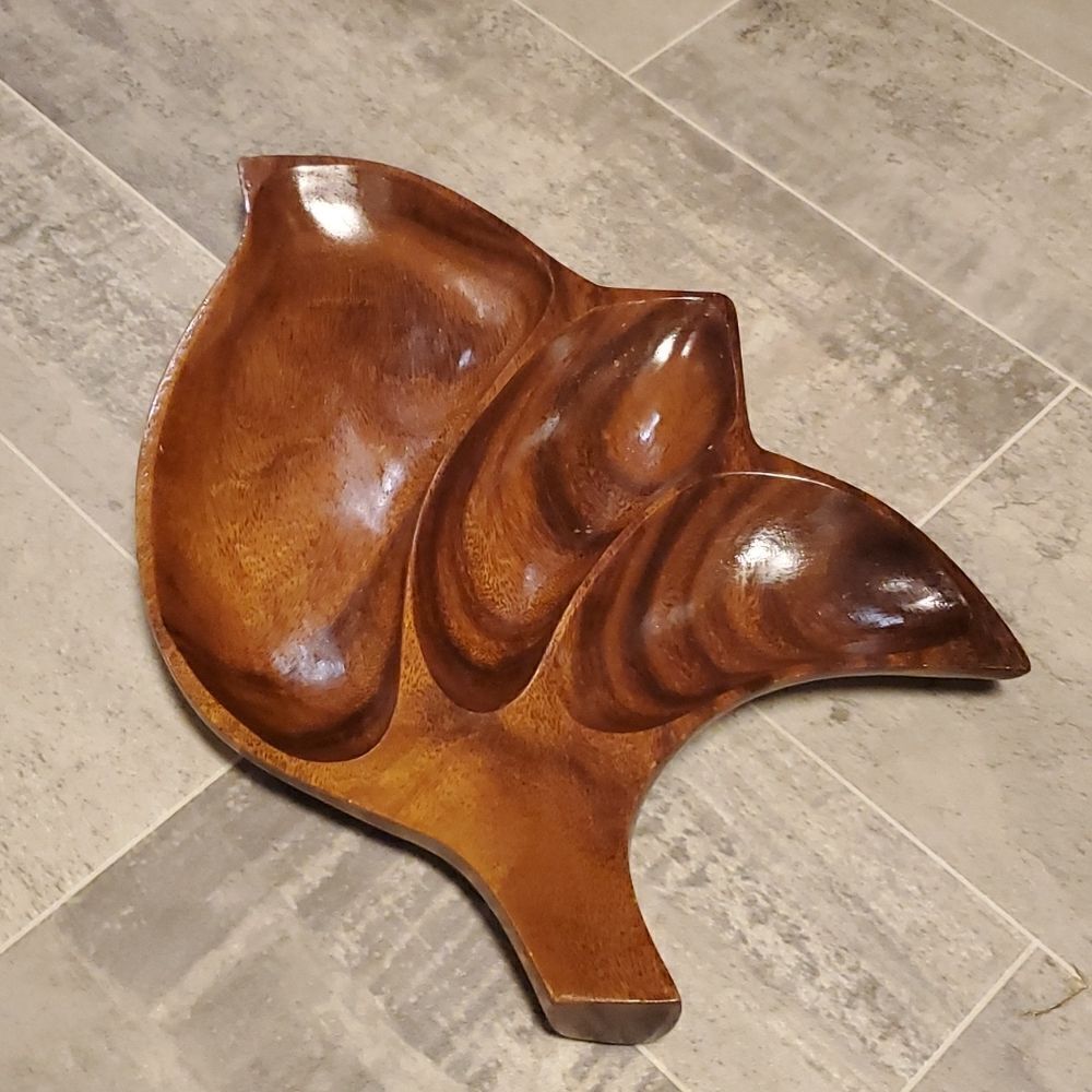 Vintage 3 Section Beautiful Monkey Pod Tray